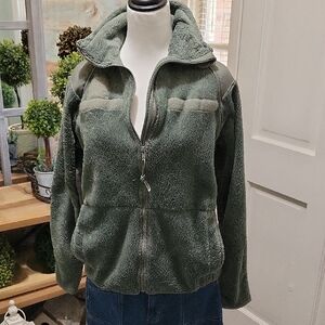 Forest Green Military Style Teddy Fleece Jacket for Women Size XS